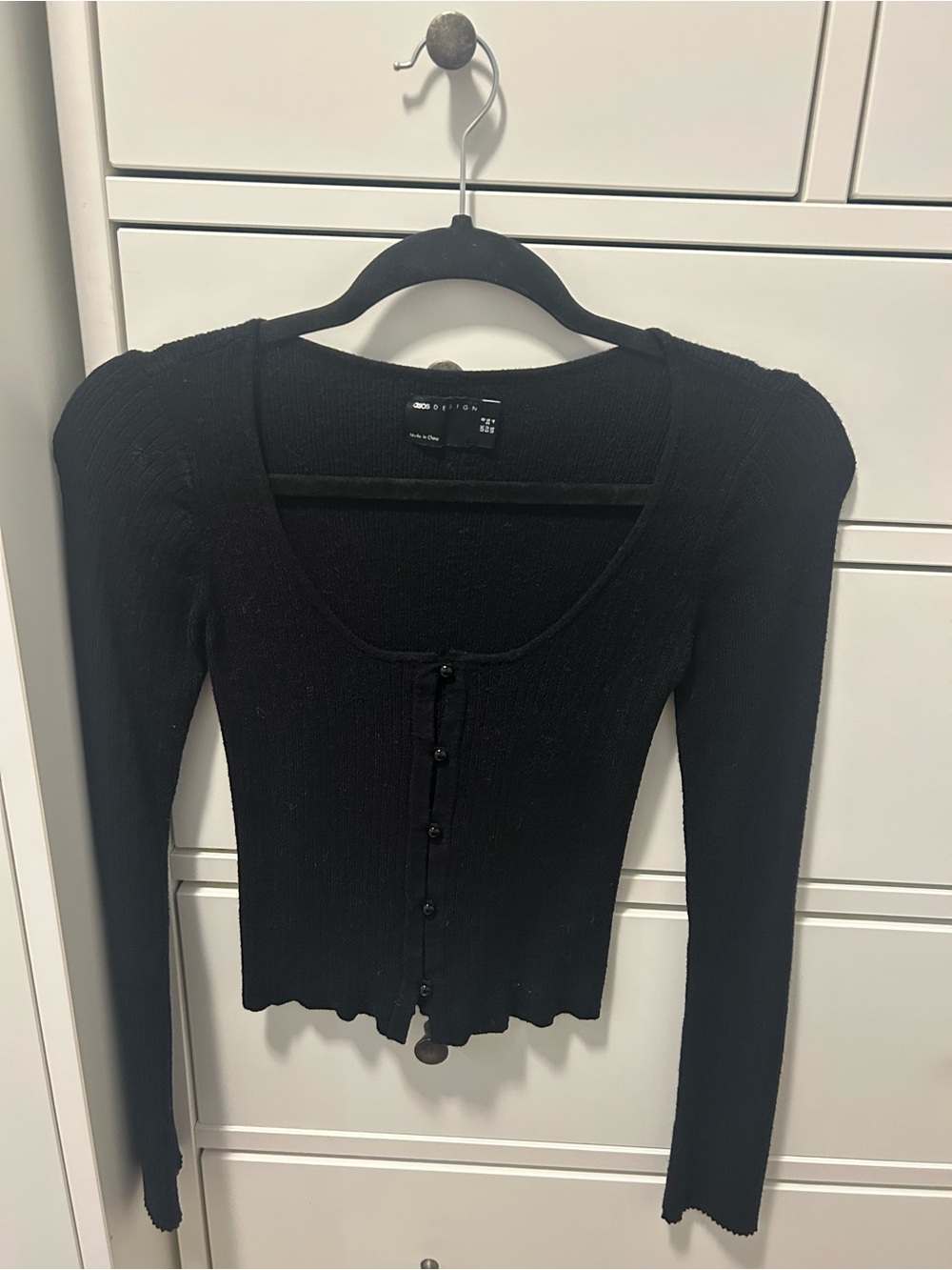 ASOS DESIGN wide scoop cardigan with contrast buttons in black